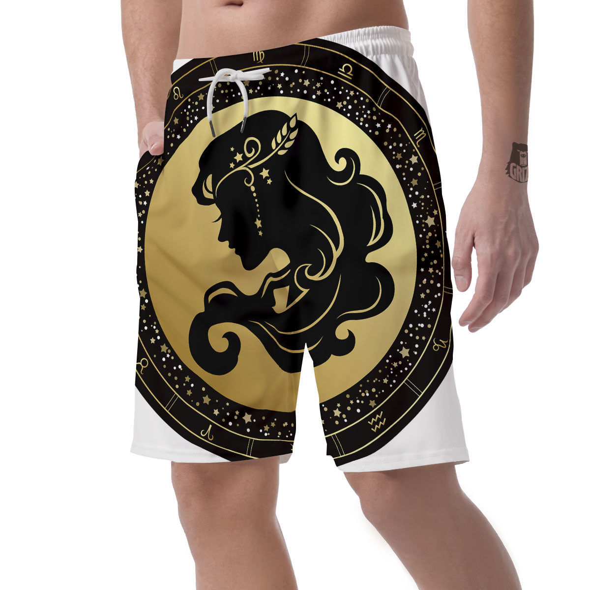 Virgo Sign Black And Gold Print Men's Shorts-grizzshop