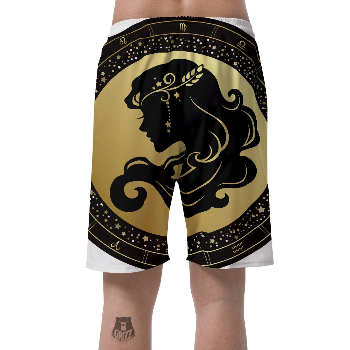Virgo Sign Black And Gold Print Men's Shorts-grizzshop