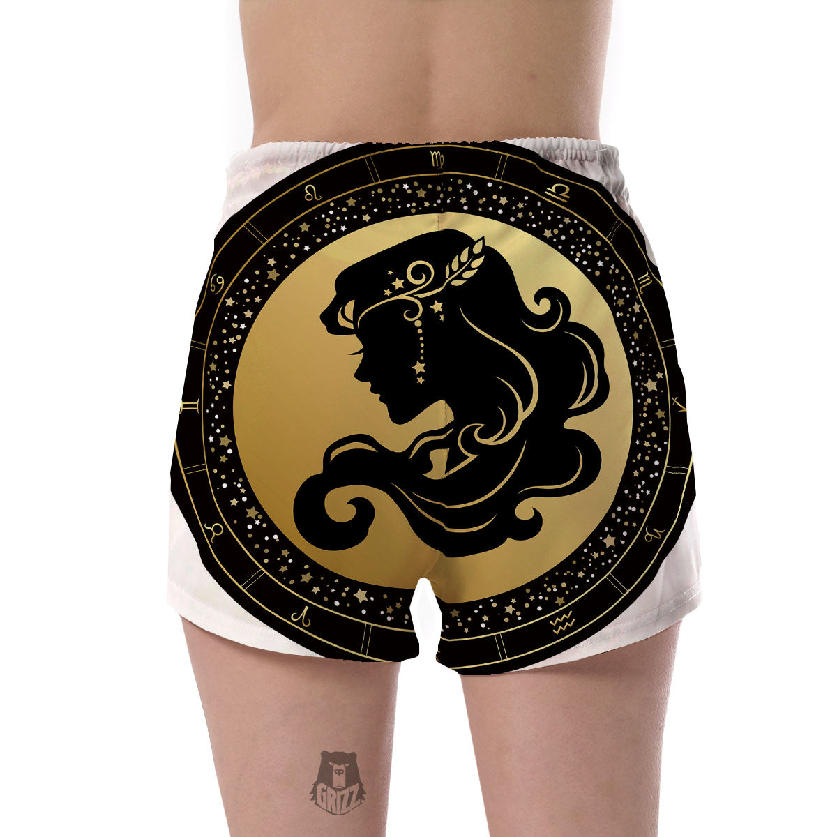 Virgo Sign Black And Gold Print Women's Shorts-grizzshop