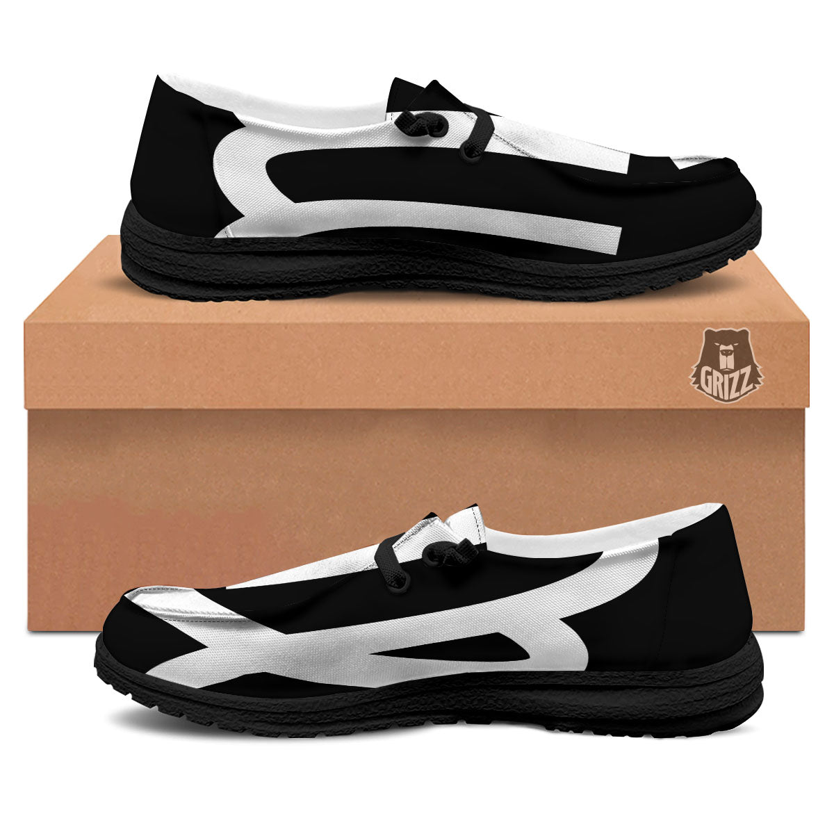 Virgo Sign White And Black Print Black Loafers-grizzshop