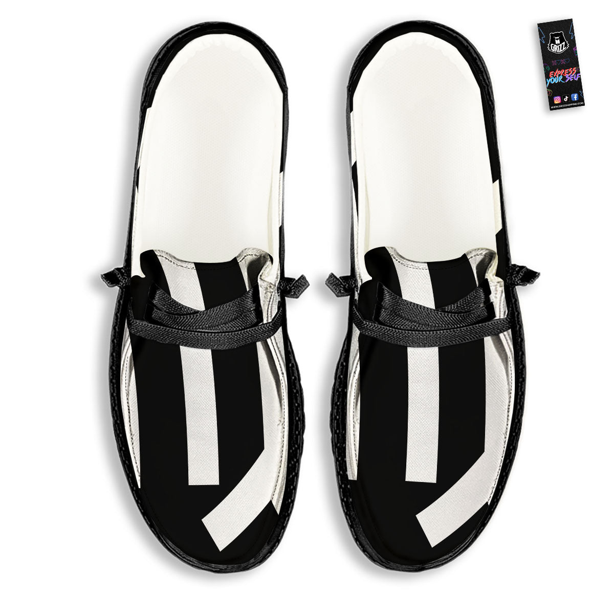 Virgo Sign White And Black Print Black Loafers-grizzshop