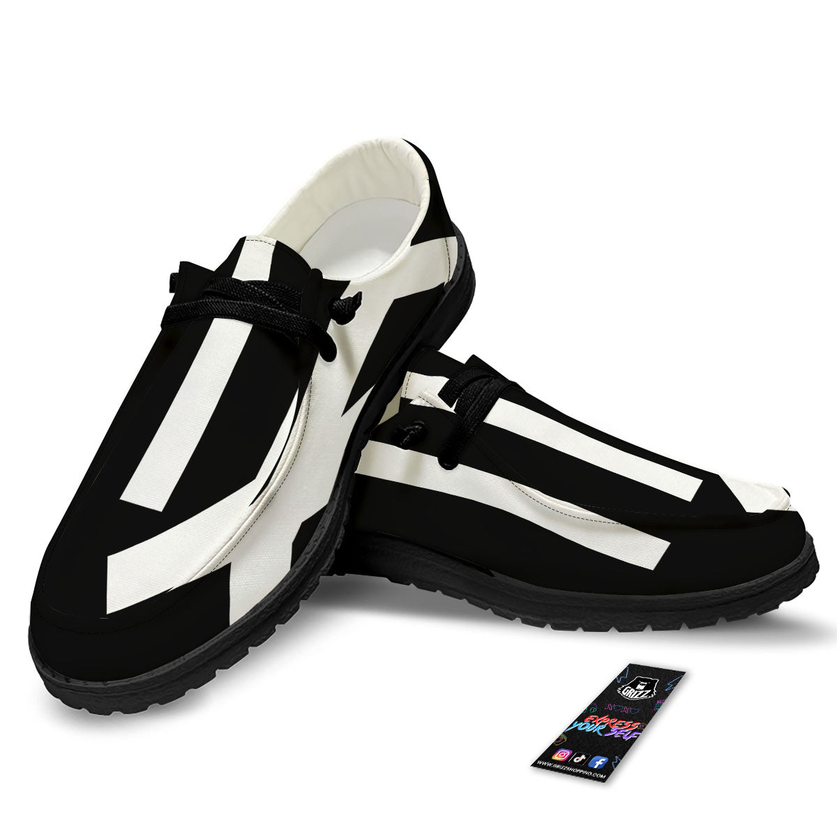 Virgo Sign White And Black Print Black Loafers-grizzshop