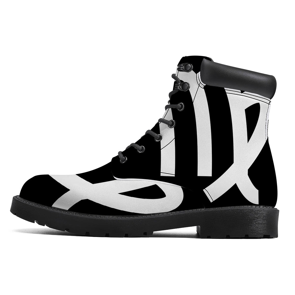 Virgo Sign White And Black Print Boots-grizzshop