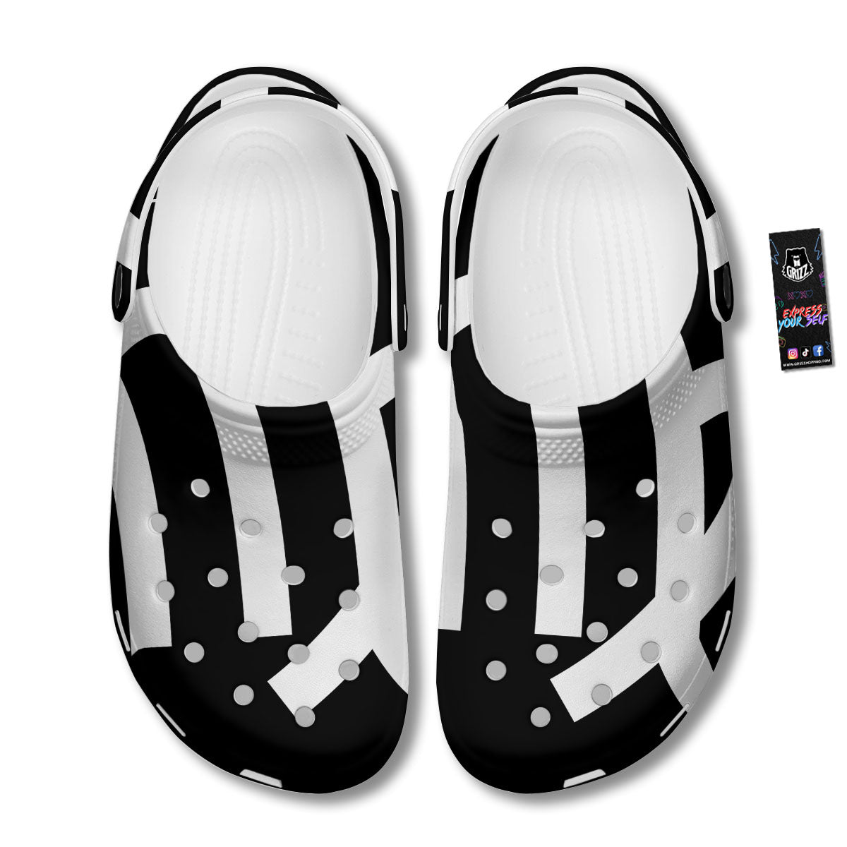 Virgo Sign White And Black Print Clog-grizzshop