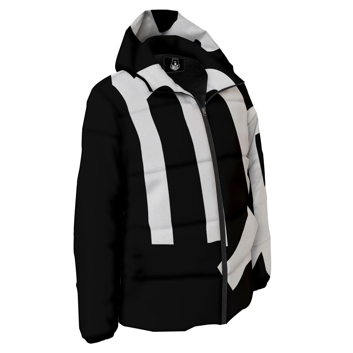 Virgo Sign White And Black Print Down Jacket-grizzshop