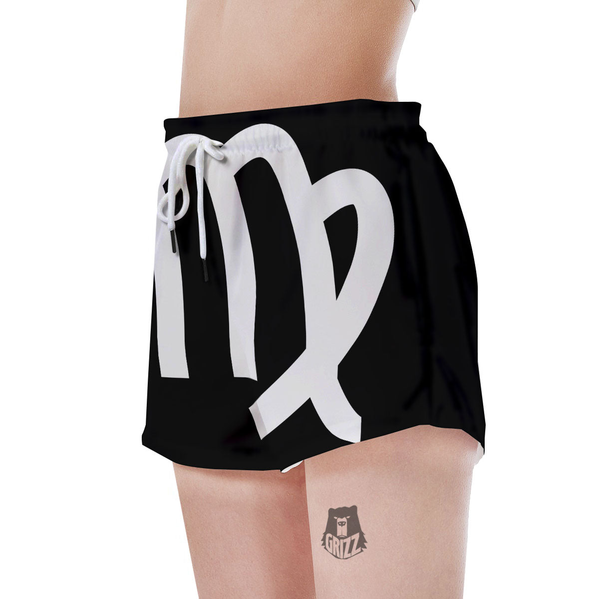 Virgo Sign White And Black Print Women's Shorts-grizzshop