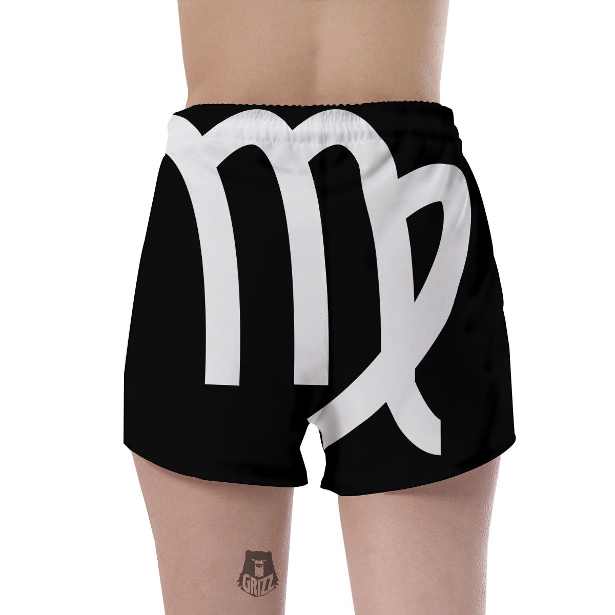Virgo Sign White And Black Print Women's Shorts-grizzshop