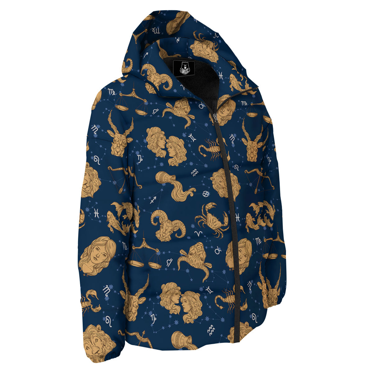 Virgo Zodiac Purple Print Pattern Down Jacket-grizzshop