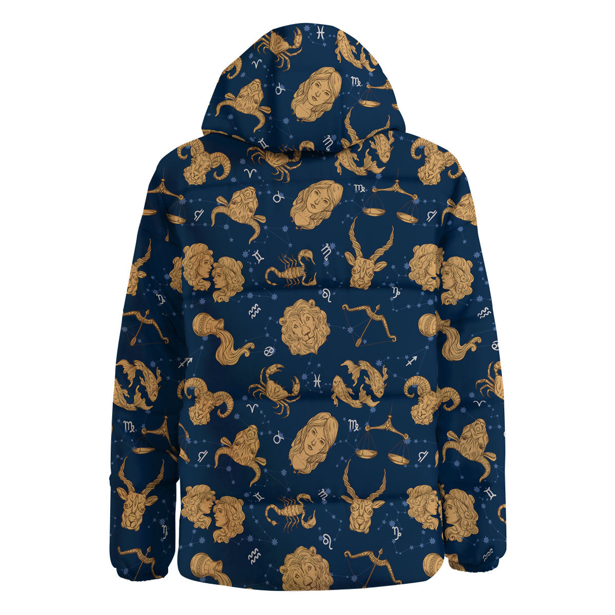 Virgo Zodiac Purple Print Pattern Down Jacket-grizzshop