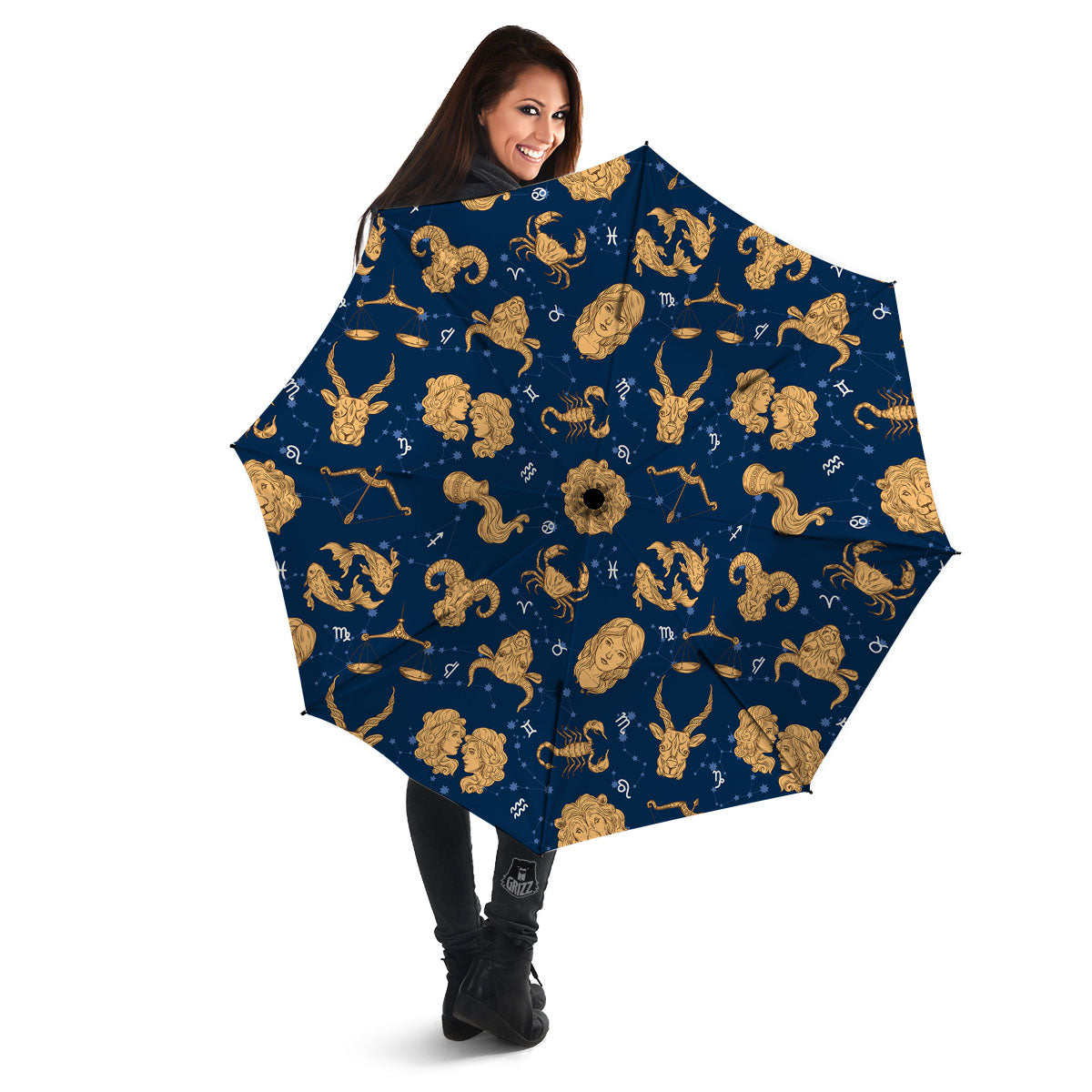 Virgo Zodiac Purple Print Pattern Umbrella-grizzshop