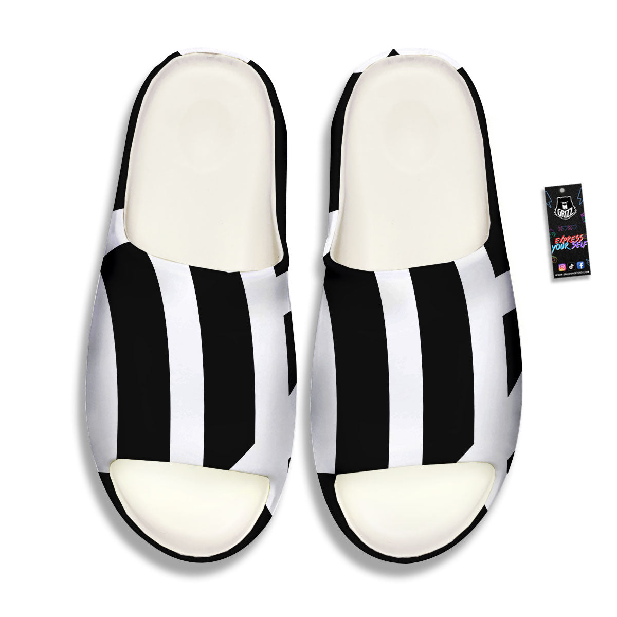 Virgo Sign White And Black Print Sandals-grizzshop