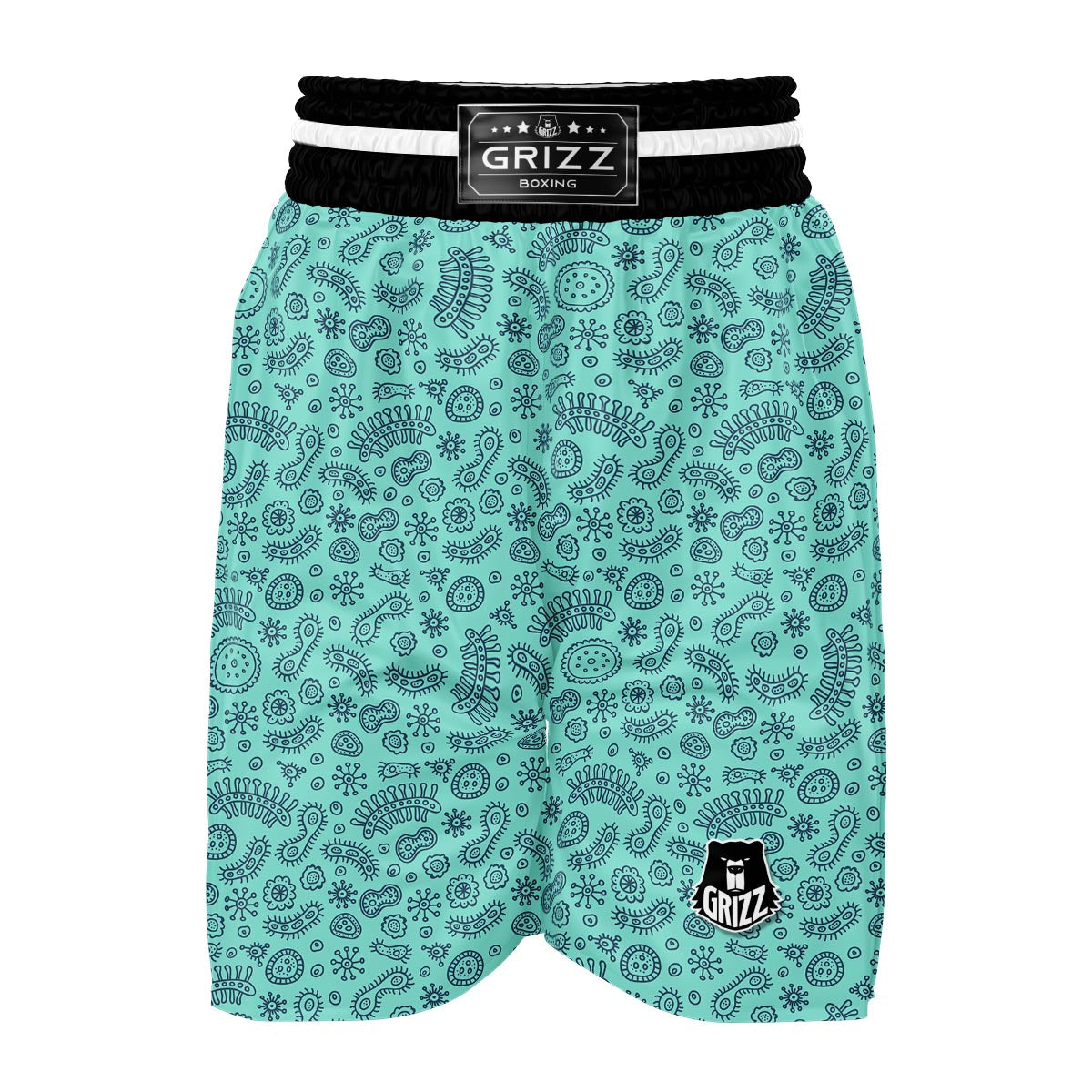 Virus Bacteria Pattern Print Boxing Shorts-grizzshop