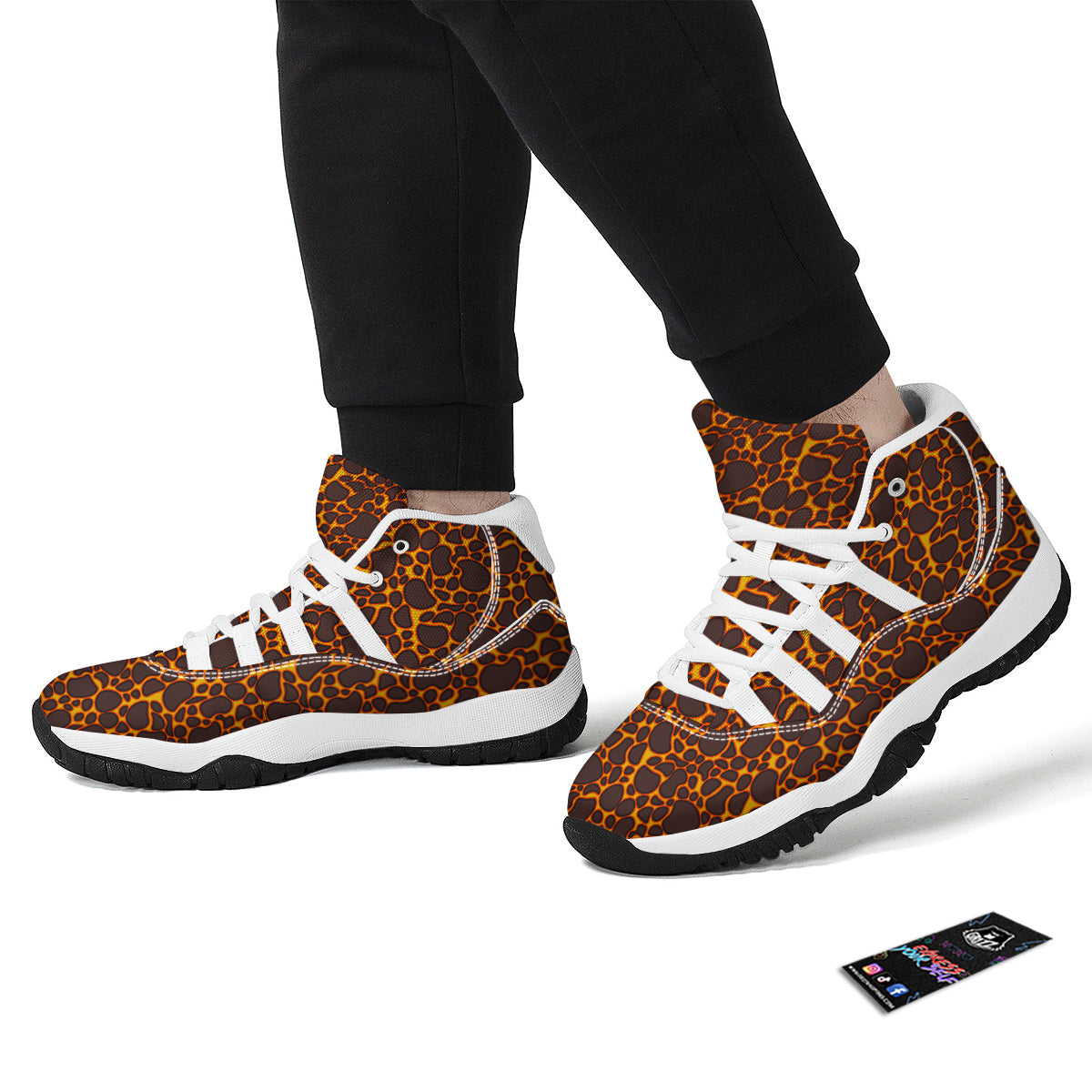 Volcano And Lava Print Pattern White Bball Shoes-grizzshop