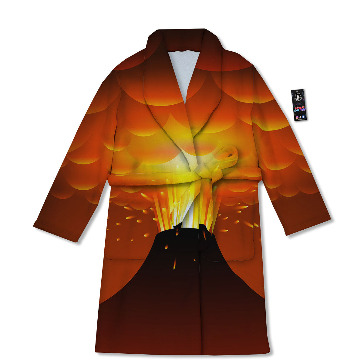 Volcano Erupt Print Bathrobe-grizzshop