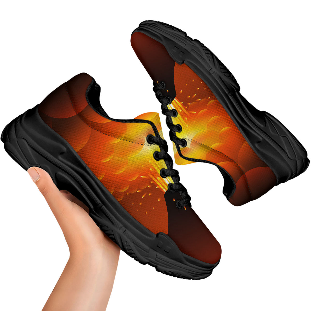 Volcano Erupt Print Black Chunky Shoes-grizzshop
