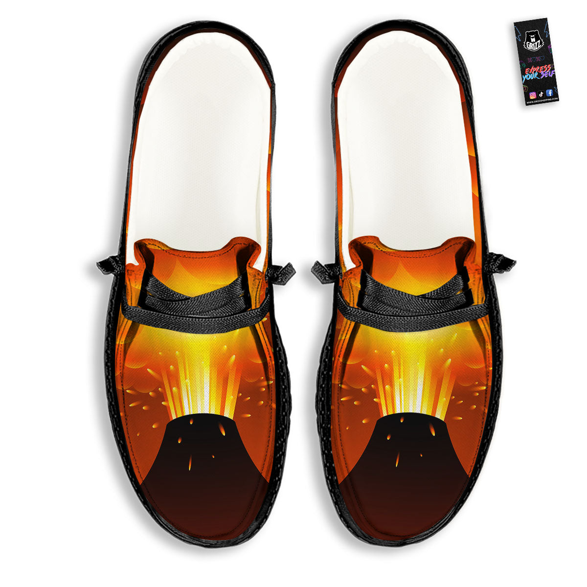 Volcano Erupt Print Black Loafers-grizzshop