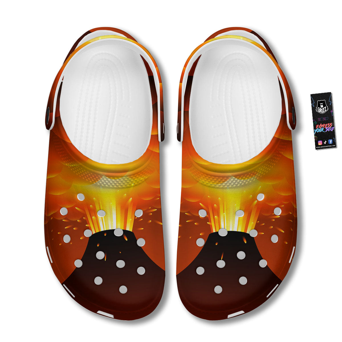 Volcano Erupt Print Clog-grizzshop