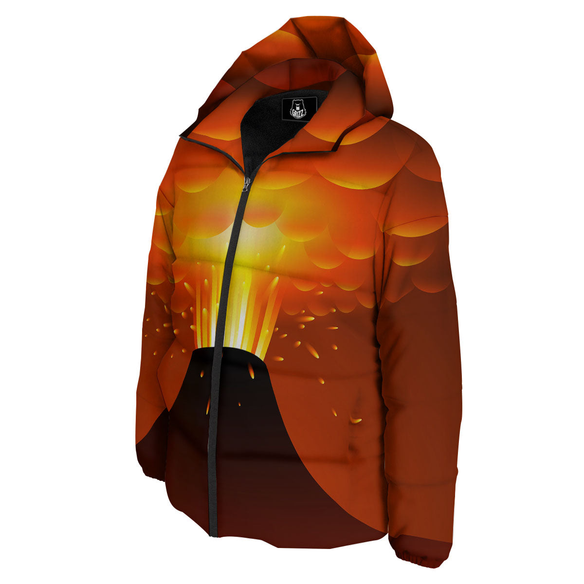 Volcano Erupt Print Down Jacket-grizzshop