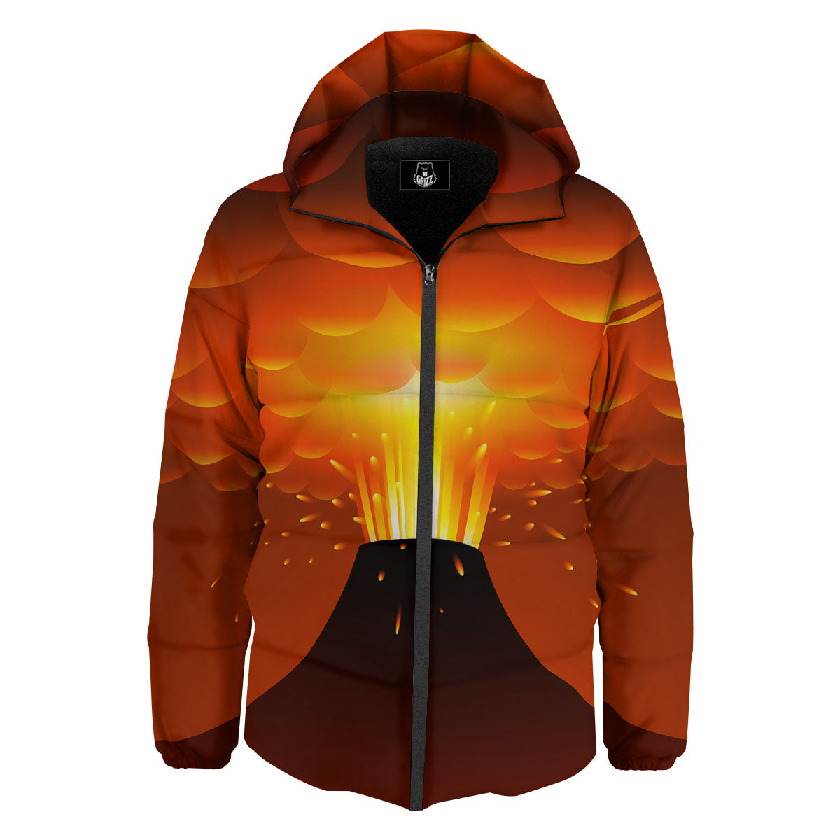 Volcano Erupt Print Down Jacket-grizzshop