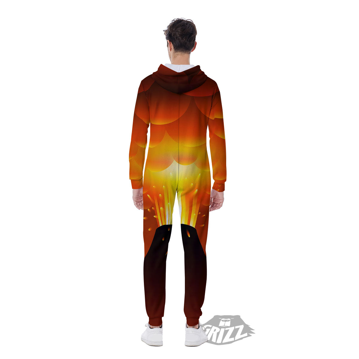 Volcano Erupt Print Men's Jumpsuit-grizzshop