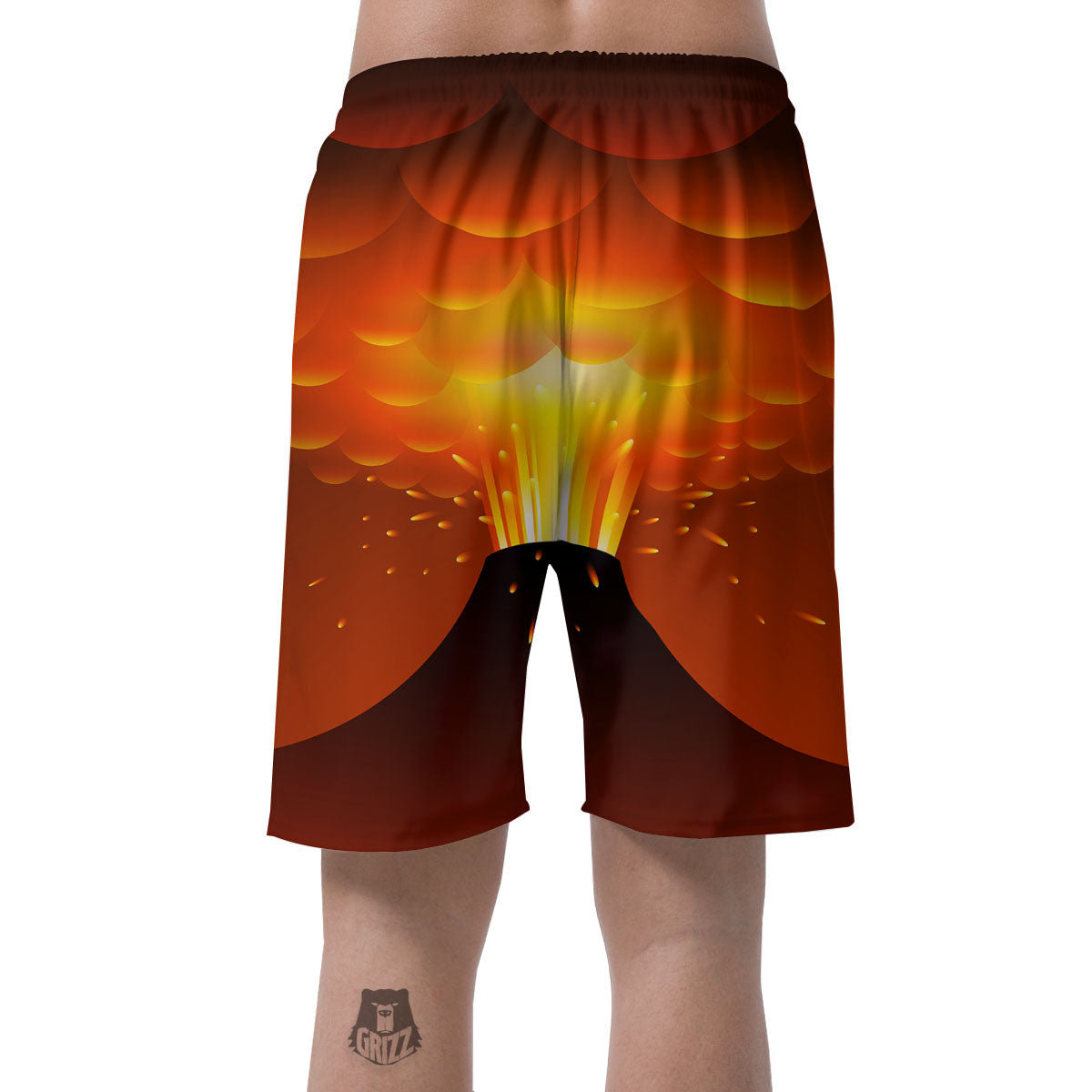 Volcano Erupt Print Men's Shorts-grizzshop