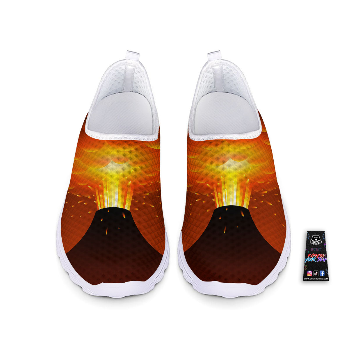 Volcano Erupt Print Nurse Shoes-grizzshop