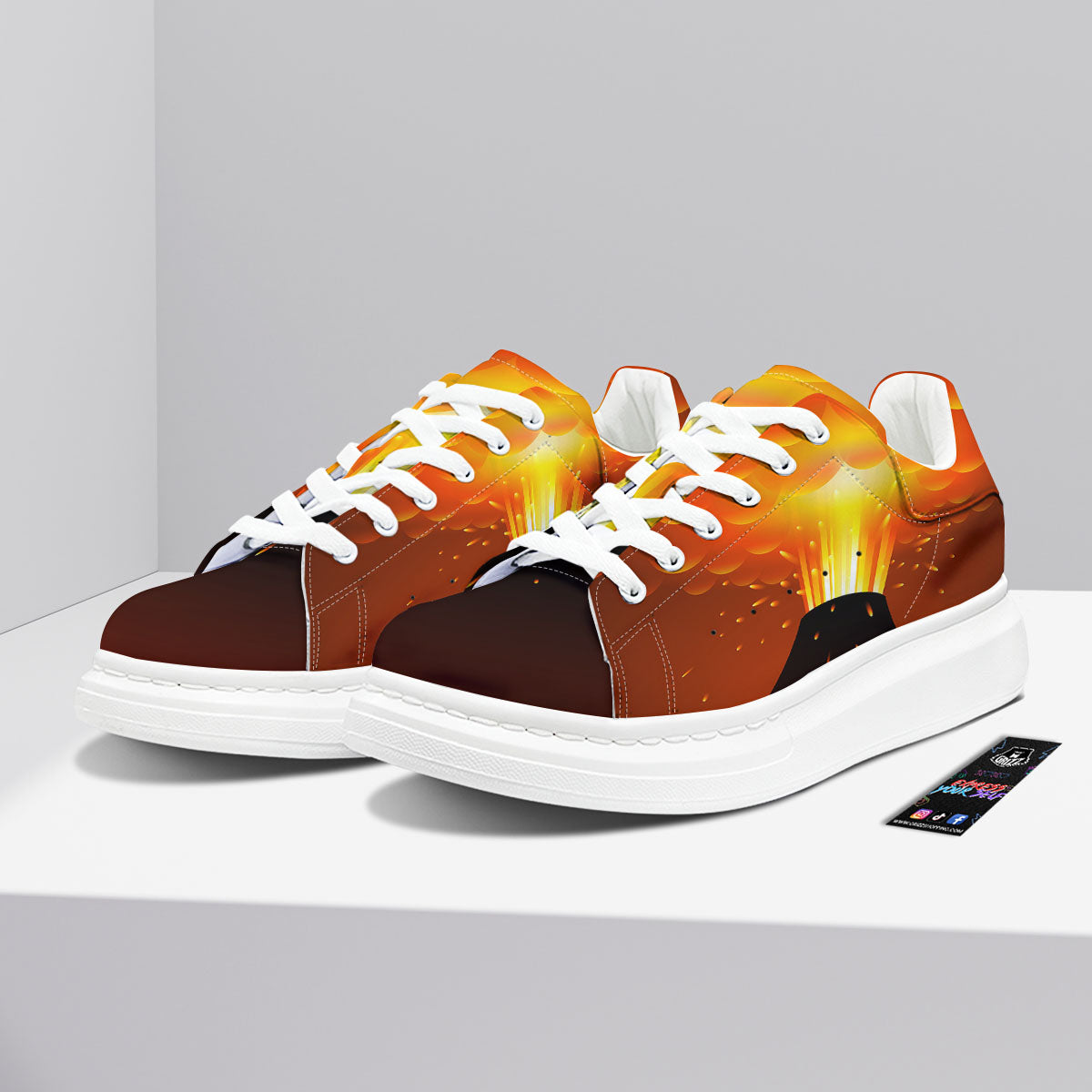 Volcano Erupt Print Platform Shoes-grizzshop