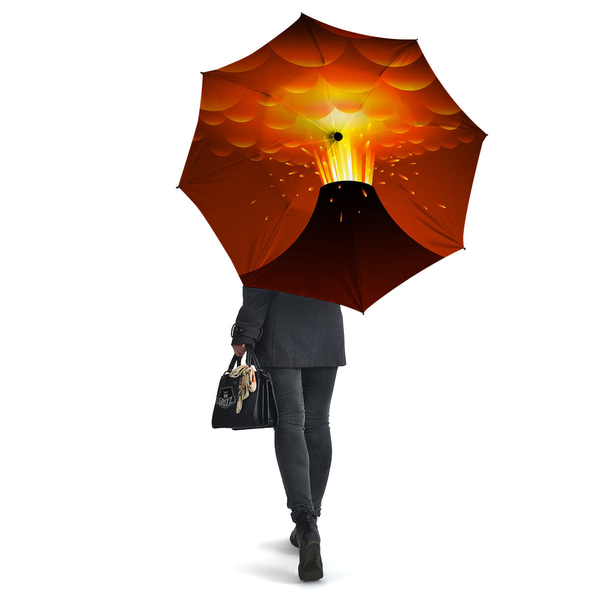 Volcano Erupt Print Umbrella-grizzshop