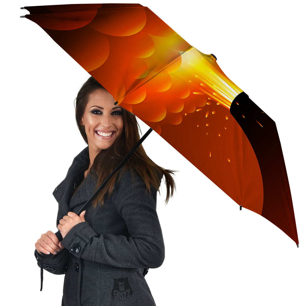 Volcano Erupt Print Umbrella-grizzshop