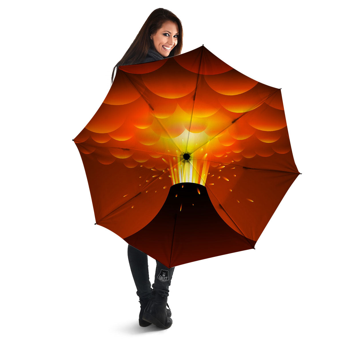Volcano Erupt Print Umbrella-grizzshop