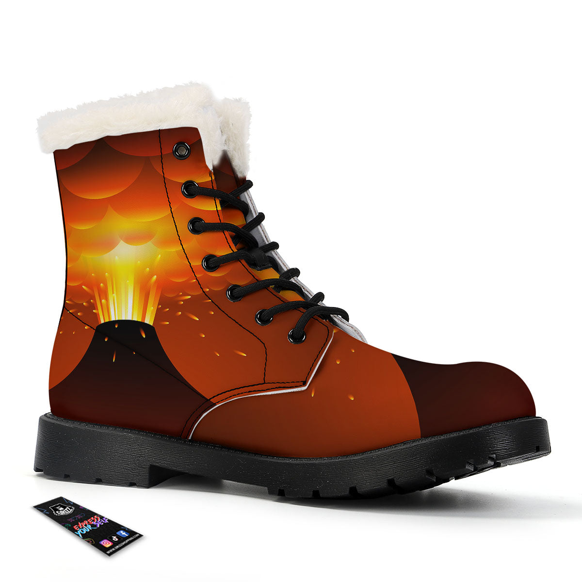 Volcano Erupt Print Winter Boots-grizzshop