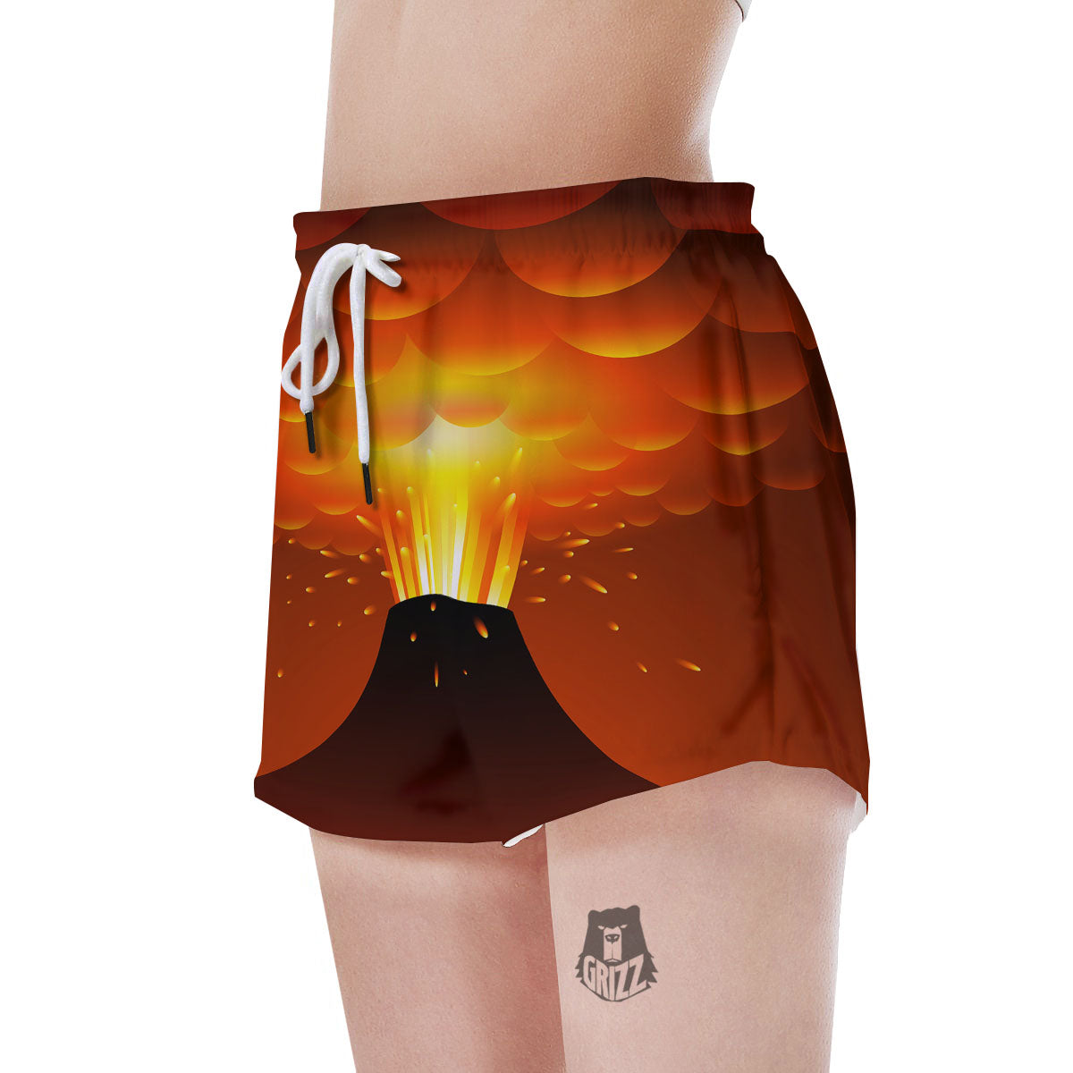 Volcano Erupt Print Women's Shorts-grizzshop