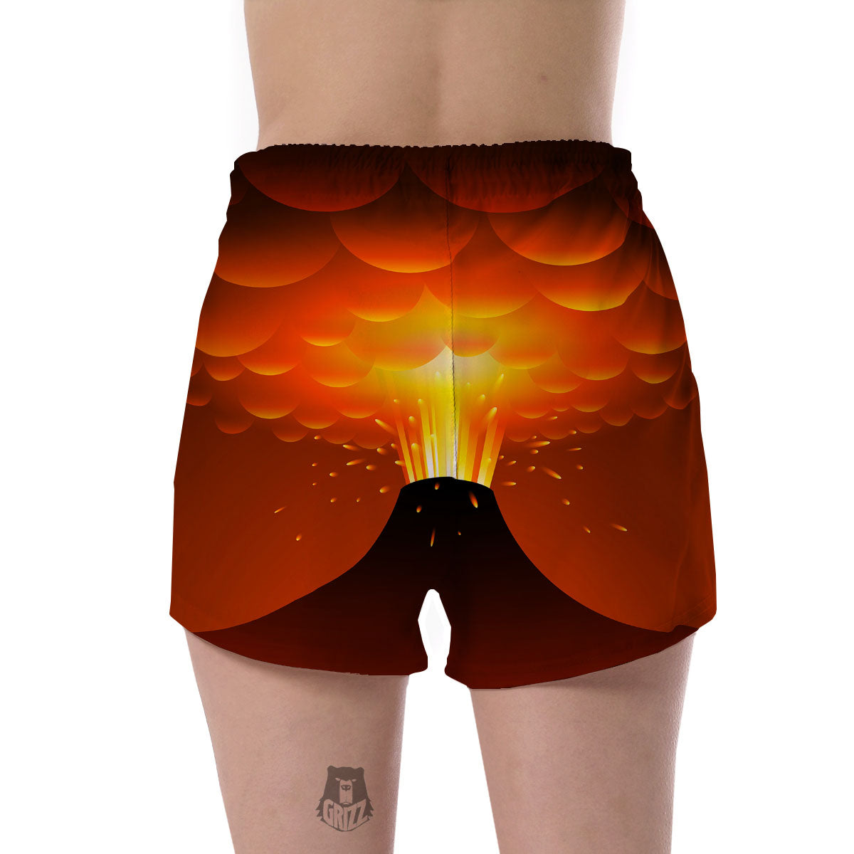 Volcano Erupt Print Women's Shorts-grizzshop