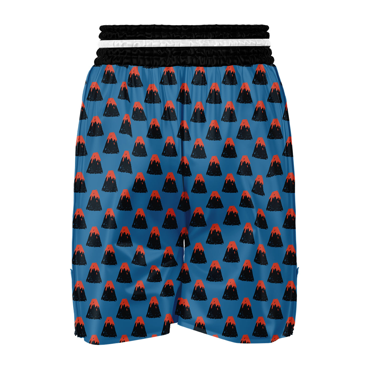 Volcano Hand Drawn Blue Print Pattern Boxing Shorts-grizzshop
