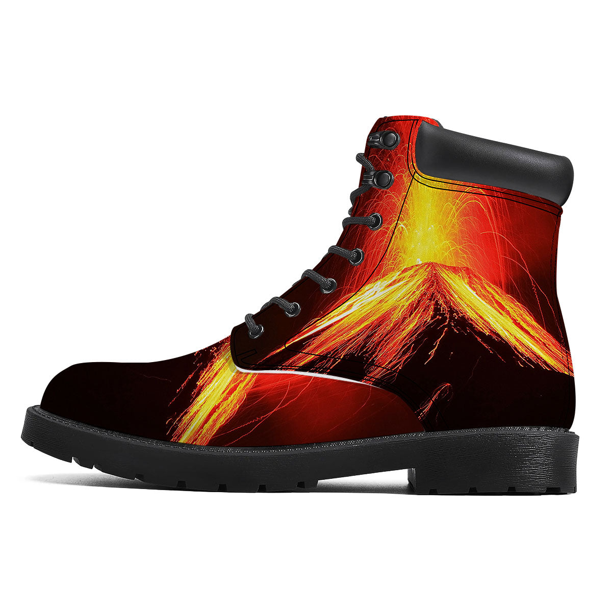 Volcano On Fire Print Boots-grizzshop