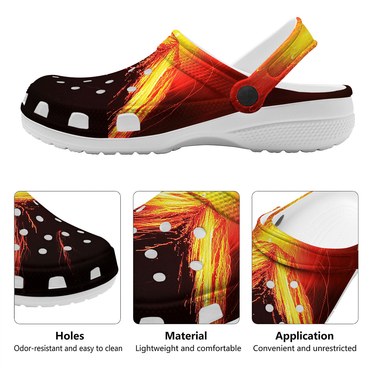 Volcano On Fire Print Clog-grizzshop
