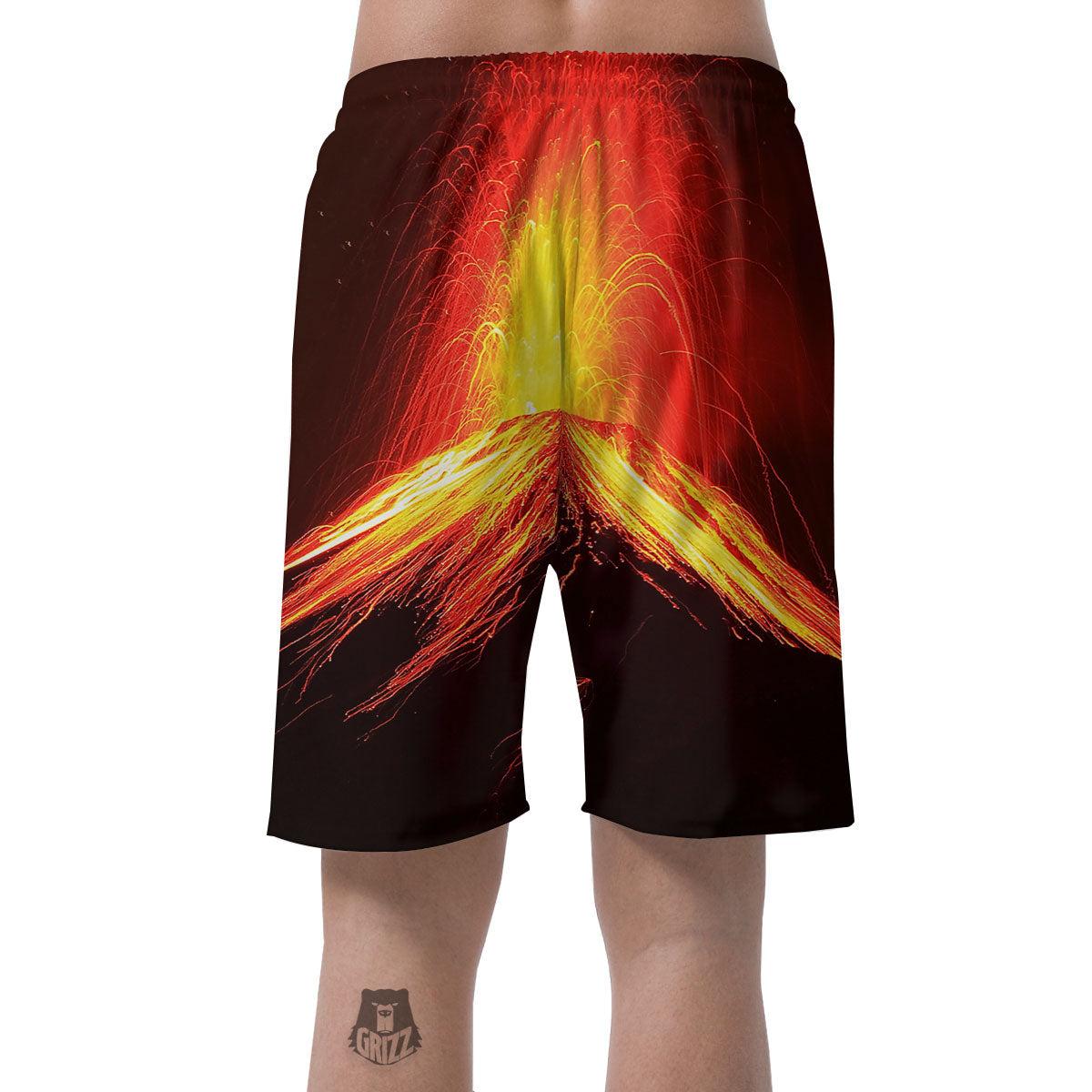 Volcano On Fire Print Men's Shorts-grizzshop