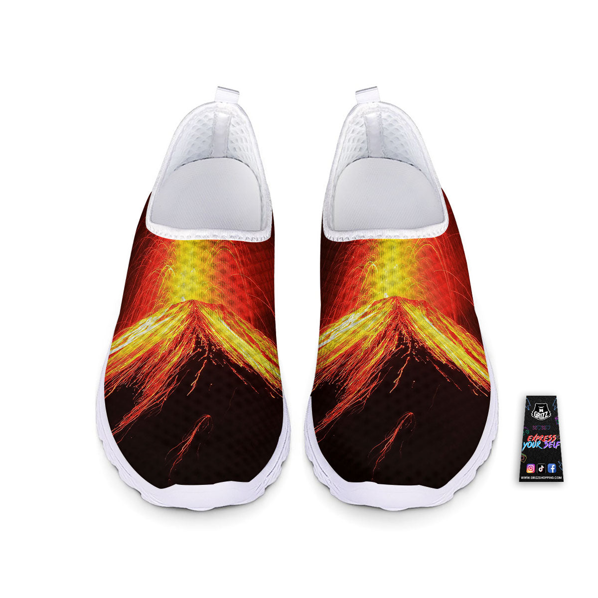 Volcano On Fire Print Nurse Shoes-grizzshop