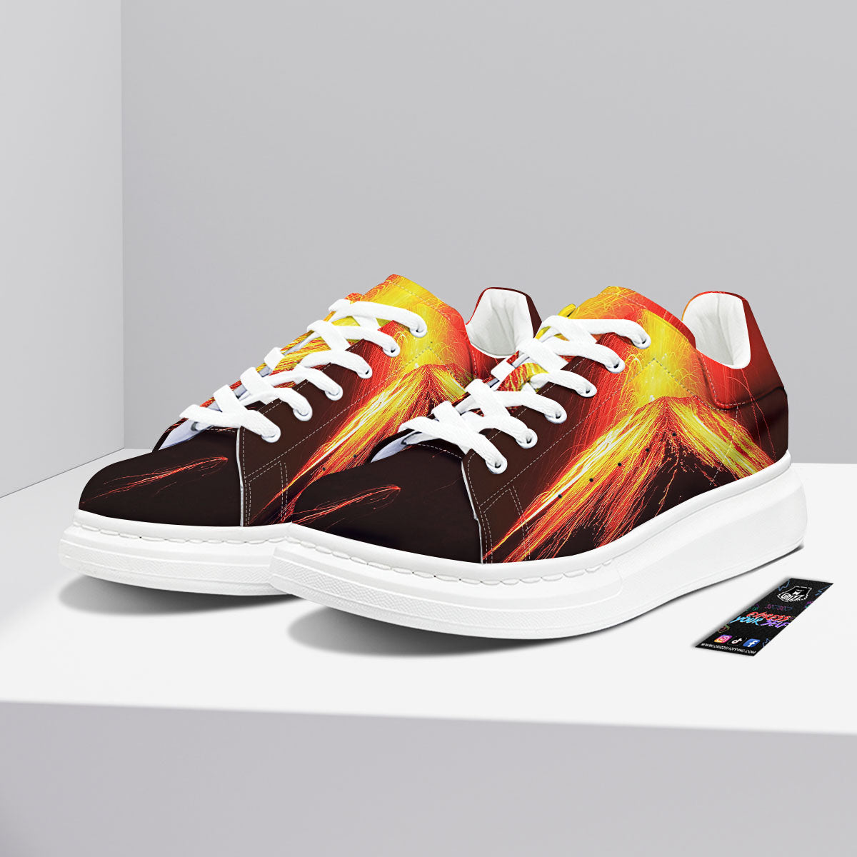 Volcano On Fire Print Platform Shoes-grizzshop