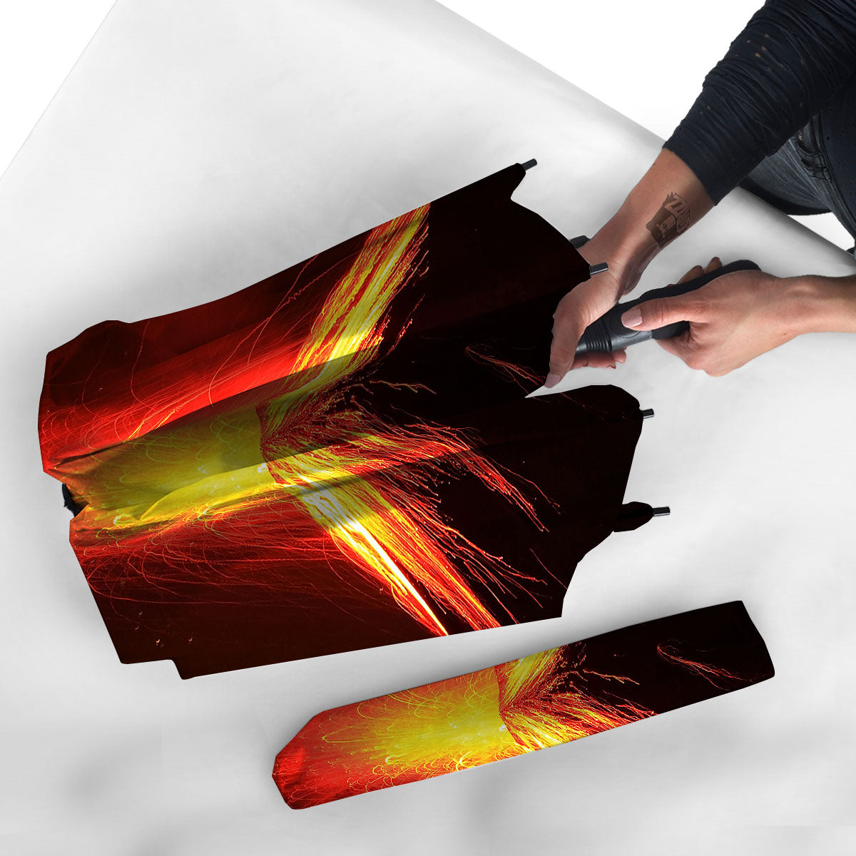 Volcano On Fire Print Umbrella-grizzshop