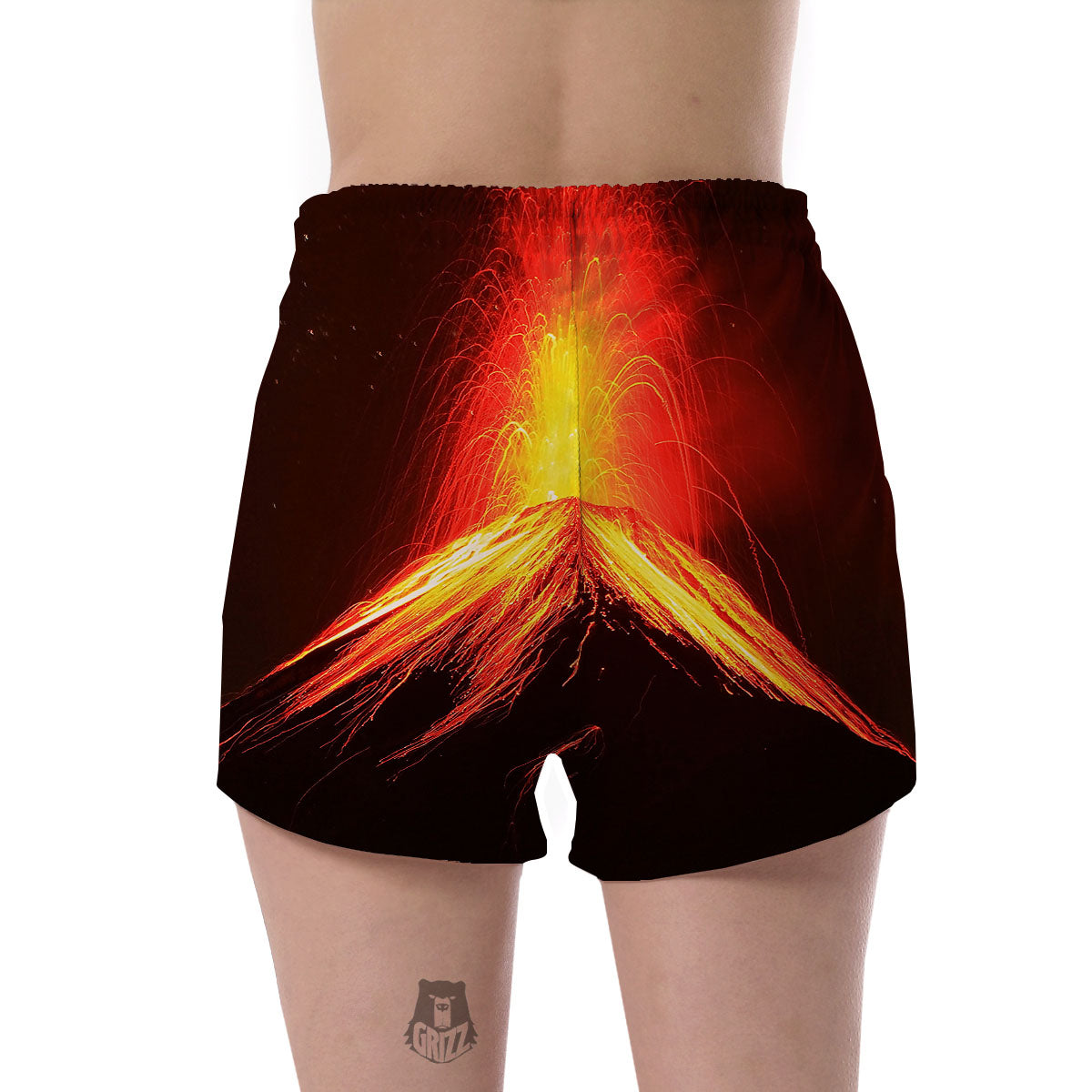 Volcano On Fire Print Women's Shorts-grizzshop