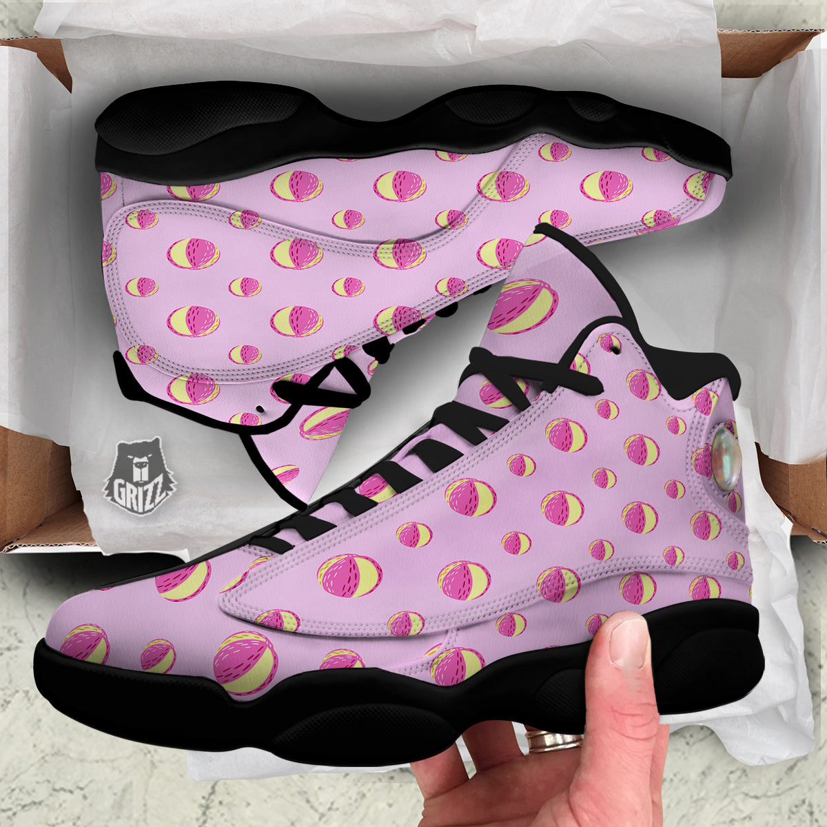 Volleyball Pastel Print Pattern Black Basketball Shoes-grizzshop