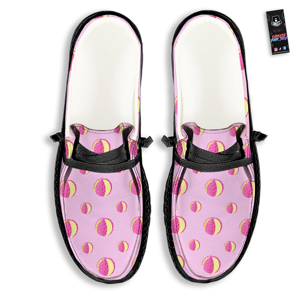 Volleyball Pastel Print Pattern Black Loafers-grizzshop