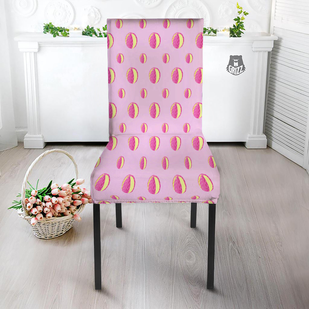 Volleyball Pastel Print Pattern Dining Chair Slipcover-grizzshop
