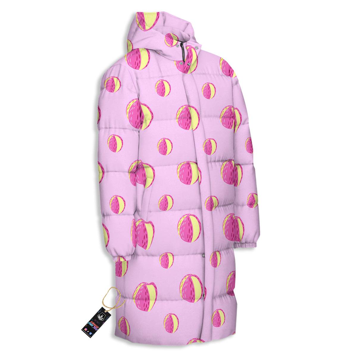 Volleyball Pastel Print Pattern Long Down Jacket-grizzshop