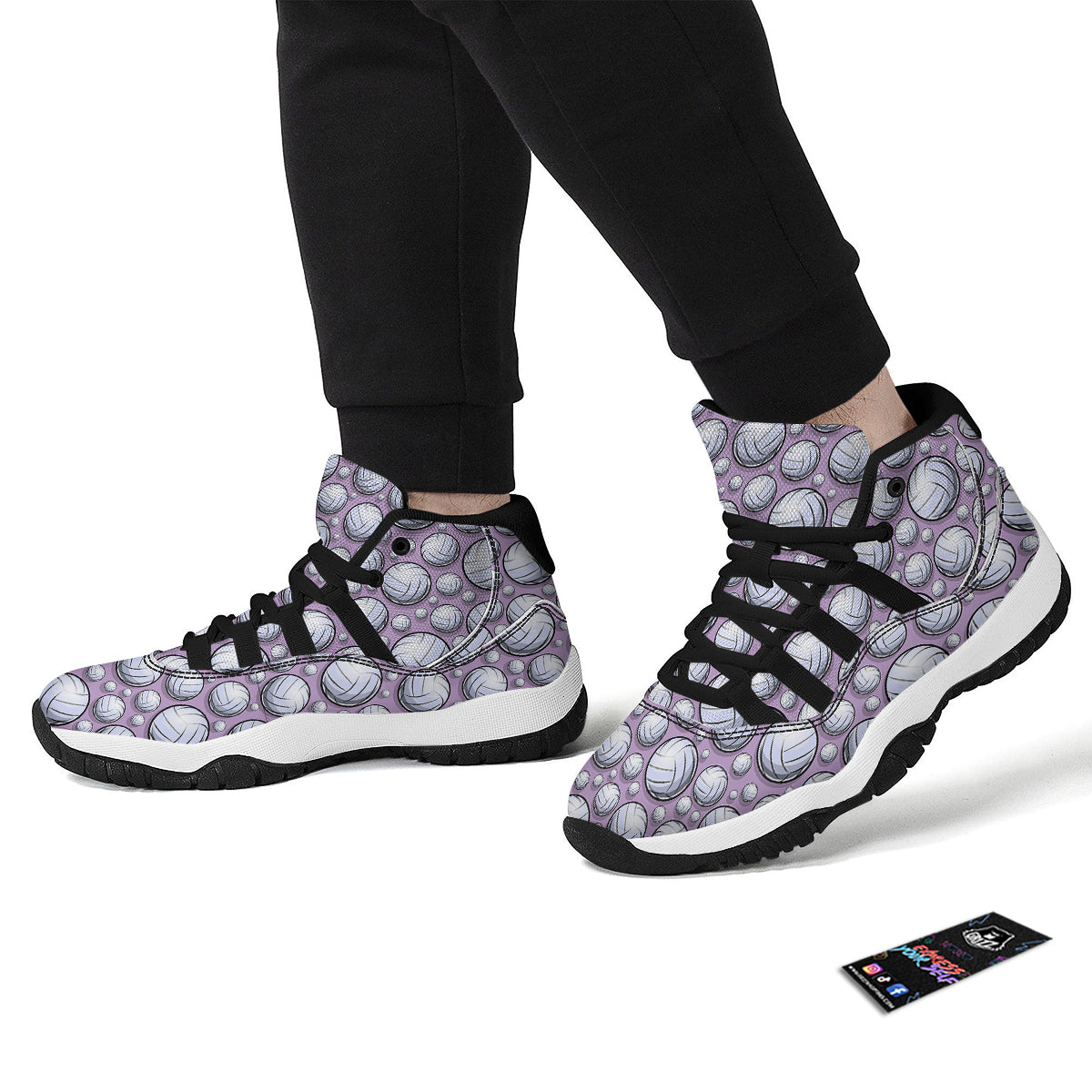 Volleyball Print Pattern Black Bball Shoes-grizzshop