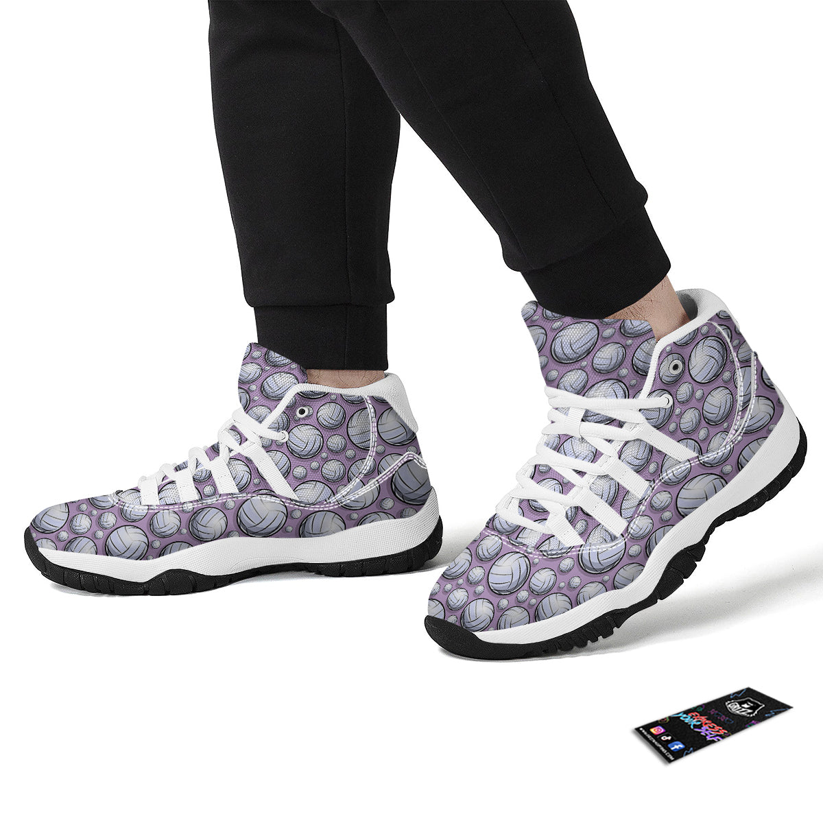 Volleyball Print Pattern White Bball Shoes-grizzshop