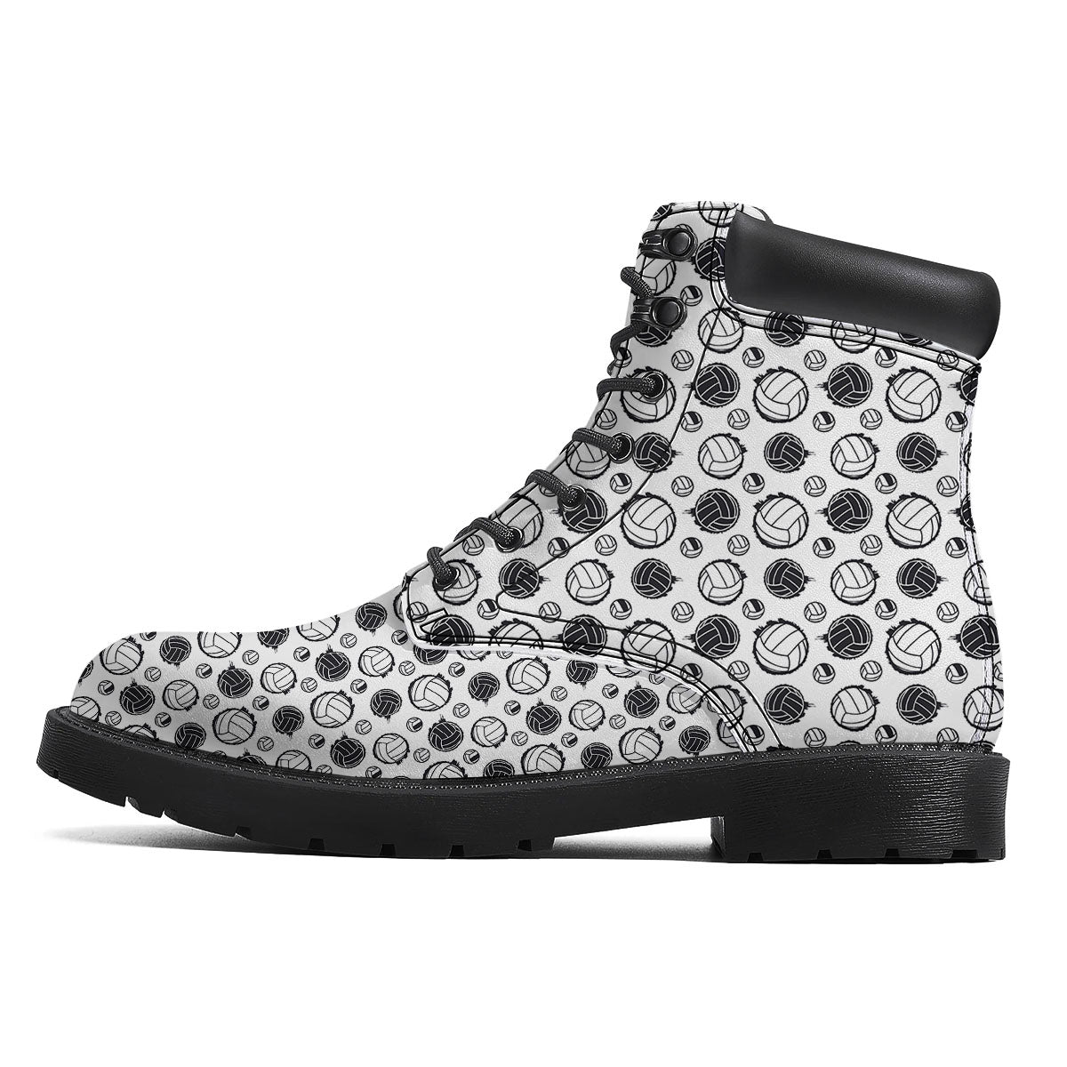 Volleyball White And Black Print Pattern Boots-grizzshop