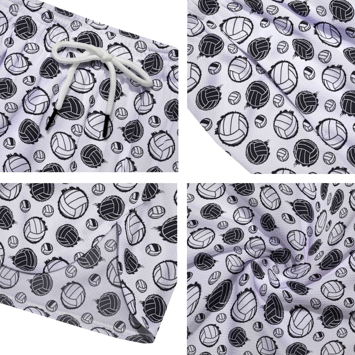 Volleyball White And Black Print Pattern Men's Running Shorts-grizzshop