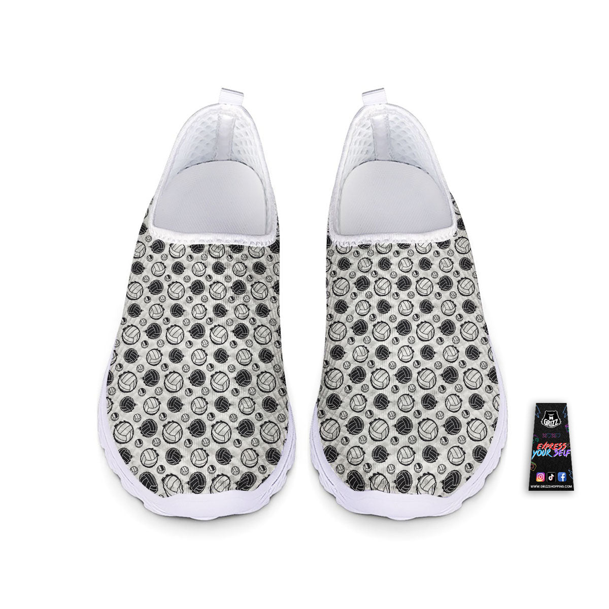 Volleyball White And Black Print Pattern Nurse Shoes-grizzshop